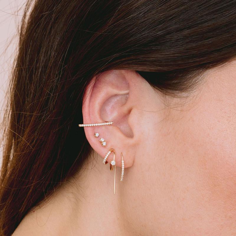 14K Yellow Gold Diamond Wire Hook Earrings, Yellow Gold, Long's Jewelers