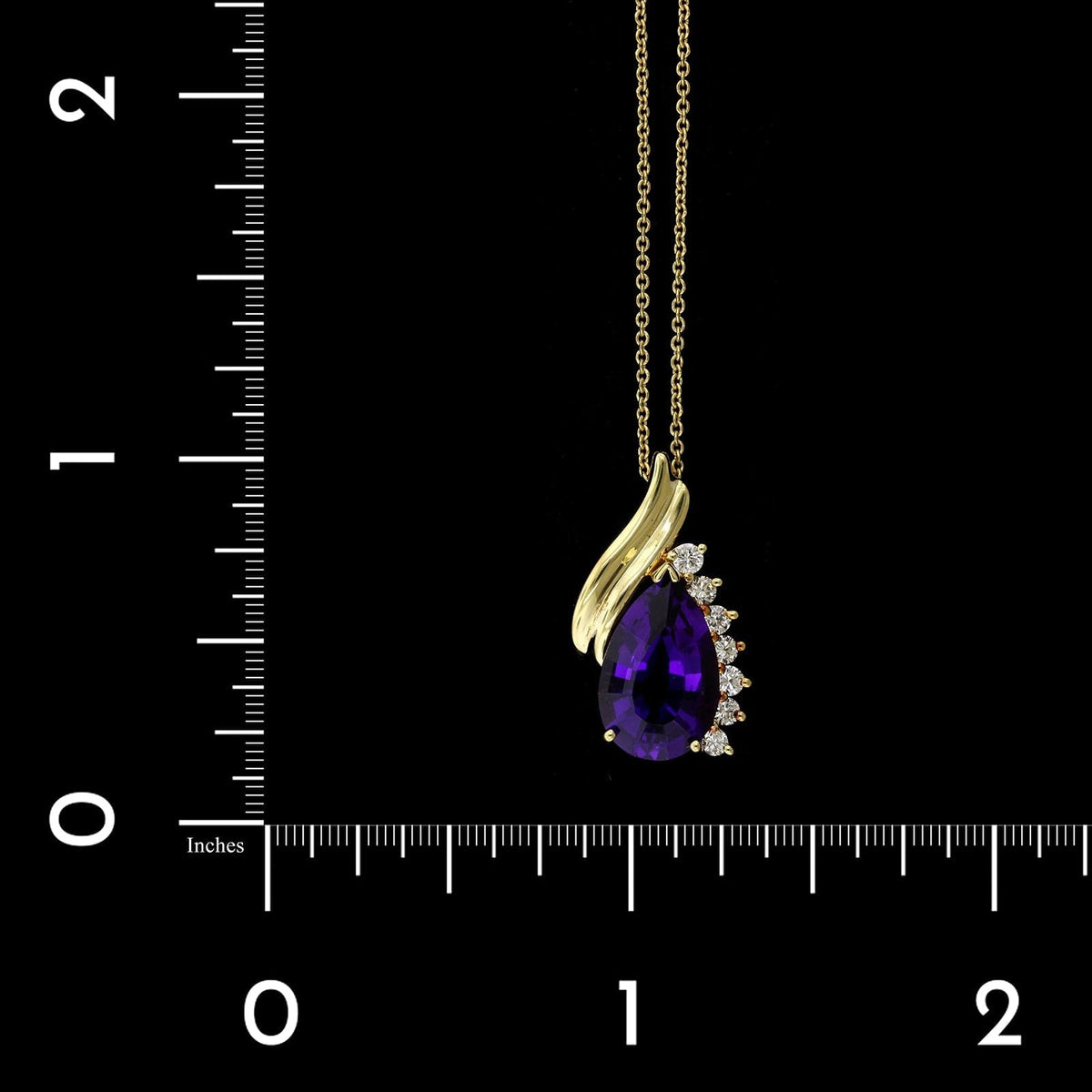14K Yellow Gold Estate Amethyst and Diamond Pendant, Long's Jewelers