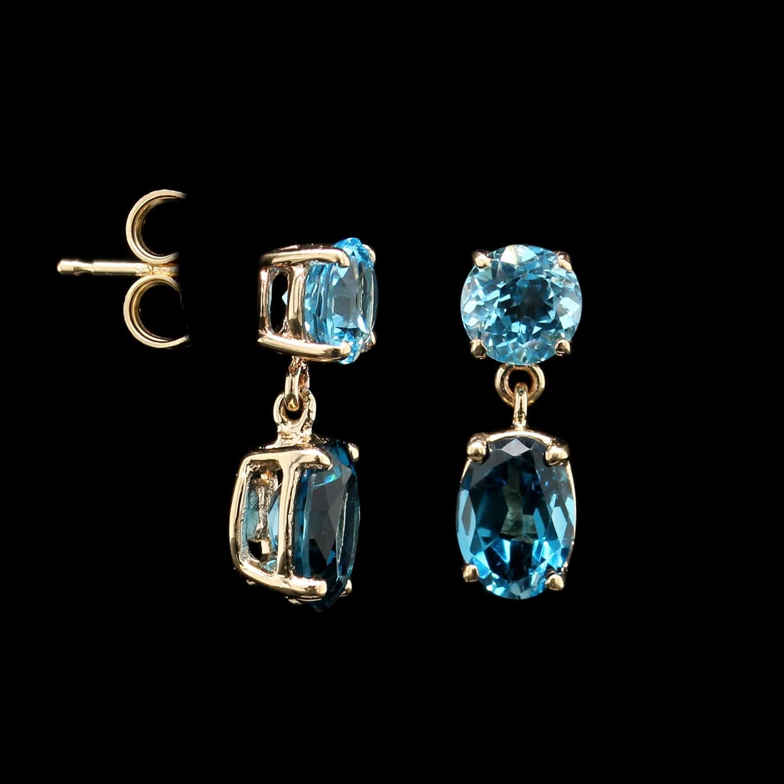 14K Yellow Gold Estate Blue Topaz Earrings, Long's Jewelers