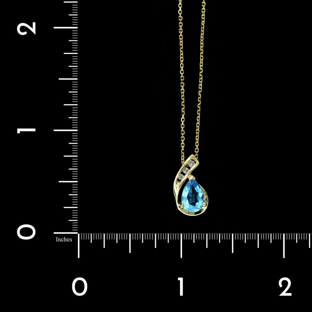 14K Yellow Gold Estate Blue Topaz and Diamond Pendant Necklace