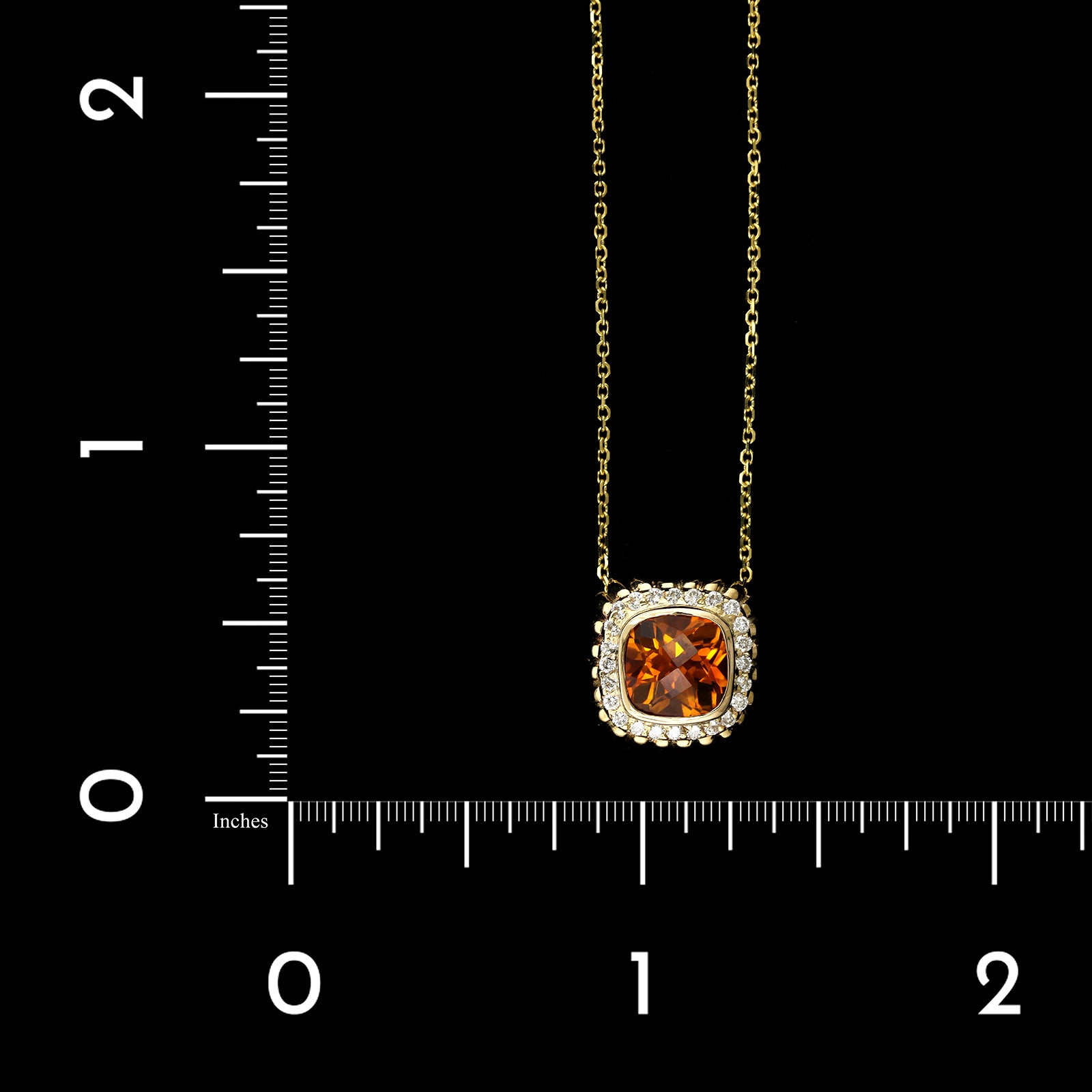 14K Yellow Gold Estate Citrine and Diamond Pendant, Gold, Long's Jewelers