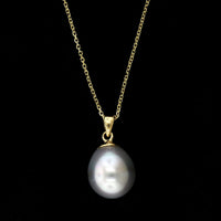 14K Yellow Gold Estate Cultured South Sea Pearl Pendant, Gold, Long's Jewelers