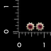 14K Yellow Gold Estate Pink Tourmaline and Diamond Earrings, Gold, Long's Jewelers