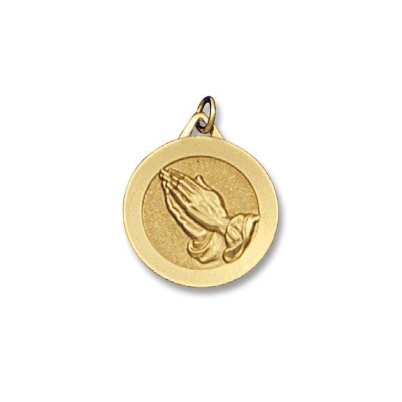 14K Yellow Gold Hands in Prayer Pendant, Gold, Long's Jewelers