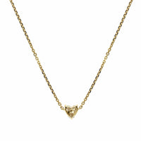14K Yellow Gold Heart Diamond Cluster Necklace