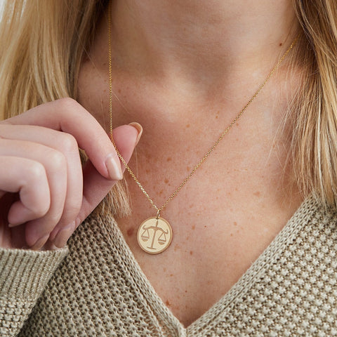 14K Yellow Gold Libra Zodiac Pendant Long s Jewelers