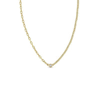 14K Yellow Gold Mix Chain Single Diamond Necklace, Yellow Gold, Long's Jewelers