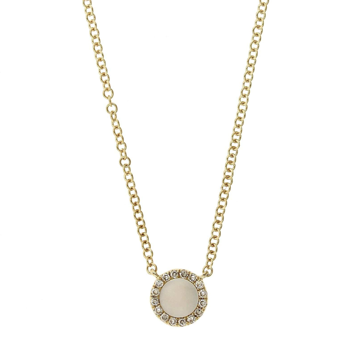 14K Yellow Gold Mother of Pearl Diamond Halo Pendant,14k yellow gold, Long's Jewelers