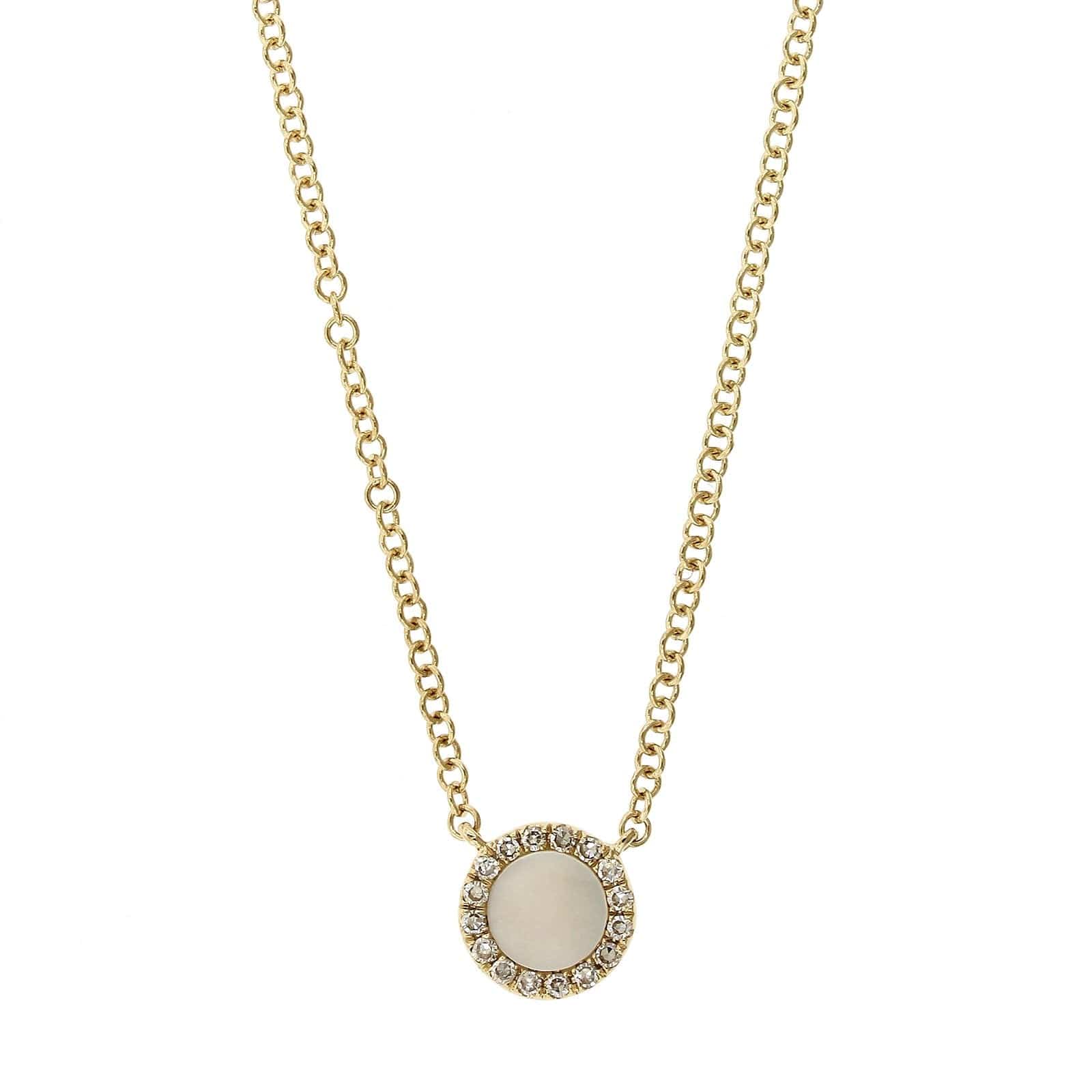 14K Yellow Gold Mother of Pearl Diamond Halo Pendant,14k yellow gold, Long's Jewelers