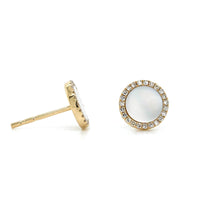 14K Yellow Gold Mother of Pearl Diamond Halo Stud Earrings,14k yellow gold, Long's Jewelers