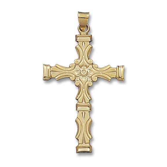 14K Yellow Gold Ornate Cross Pendant, Gold, Long's Jewelers