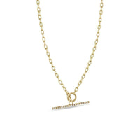 14K Yellow Gold Oval Link Chain with Diamond Bar Toggle Necklace, Yellow Gold, Long's Jewelers