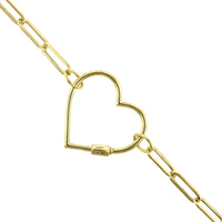 14K Yellow Gold Paperclip Heart Necklace, Yellow Gold, Long's Jewelers