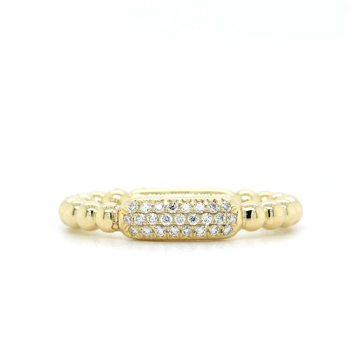 14K Yellow Gold Pave Diamond Beaded Ring, Gold, Long's Jewelers