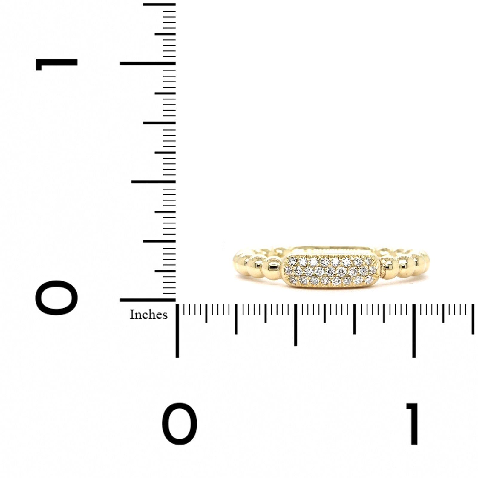 14K Yellow Gold Pave Diamond Beaded Ring