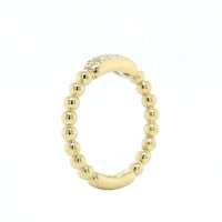 14K Yellow Gold Pave Diamond Beaded Ring
