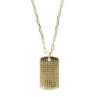 14K Yellow Gold Pave Diamond Dog Tag Pendant