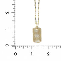 14K Yellow Gold Pave Diamond Dog Tag Pendant