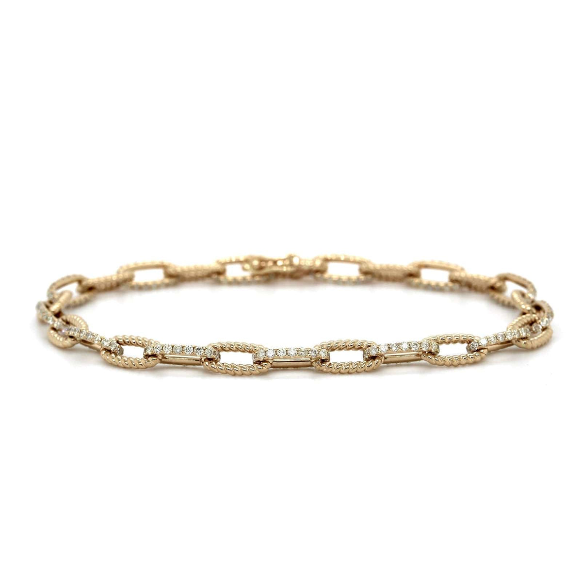 14K Yellow Gold Pave Diamond Link Bracelet, 14k yellow gold, Long's Jewelers