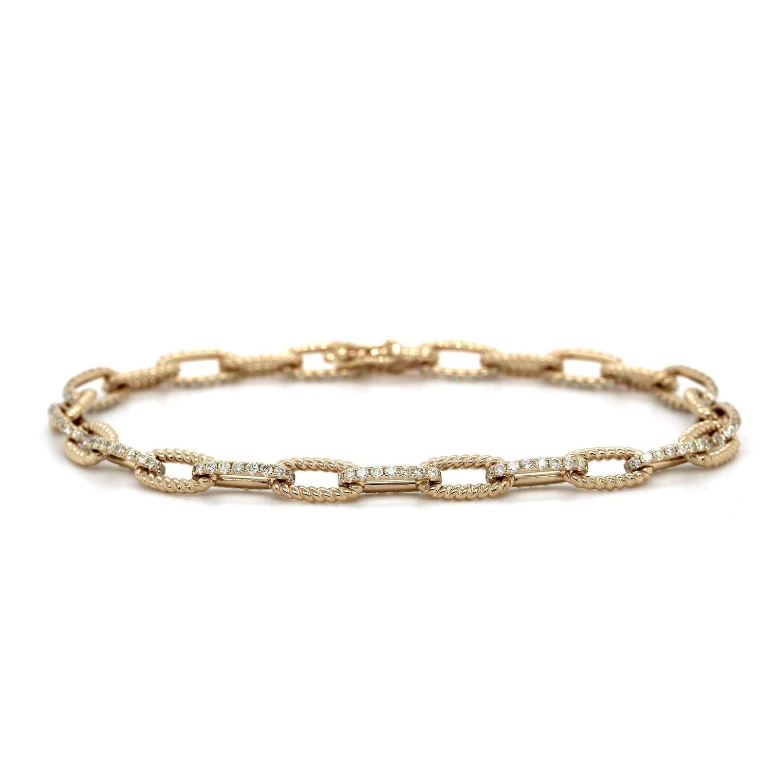 14K Yellow Gold Pave Diamond Link Bracelet, 14k yellow gold, Long's Jewelers