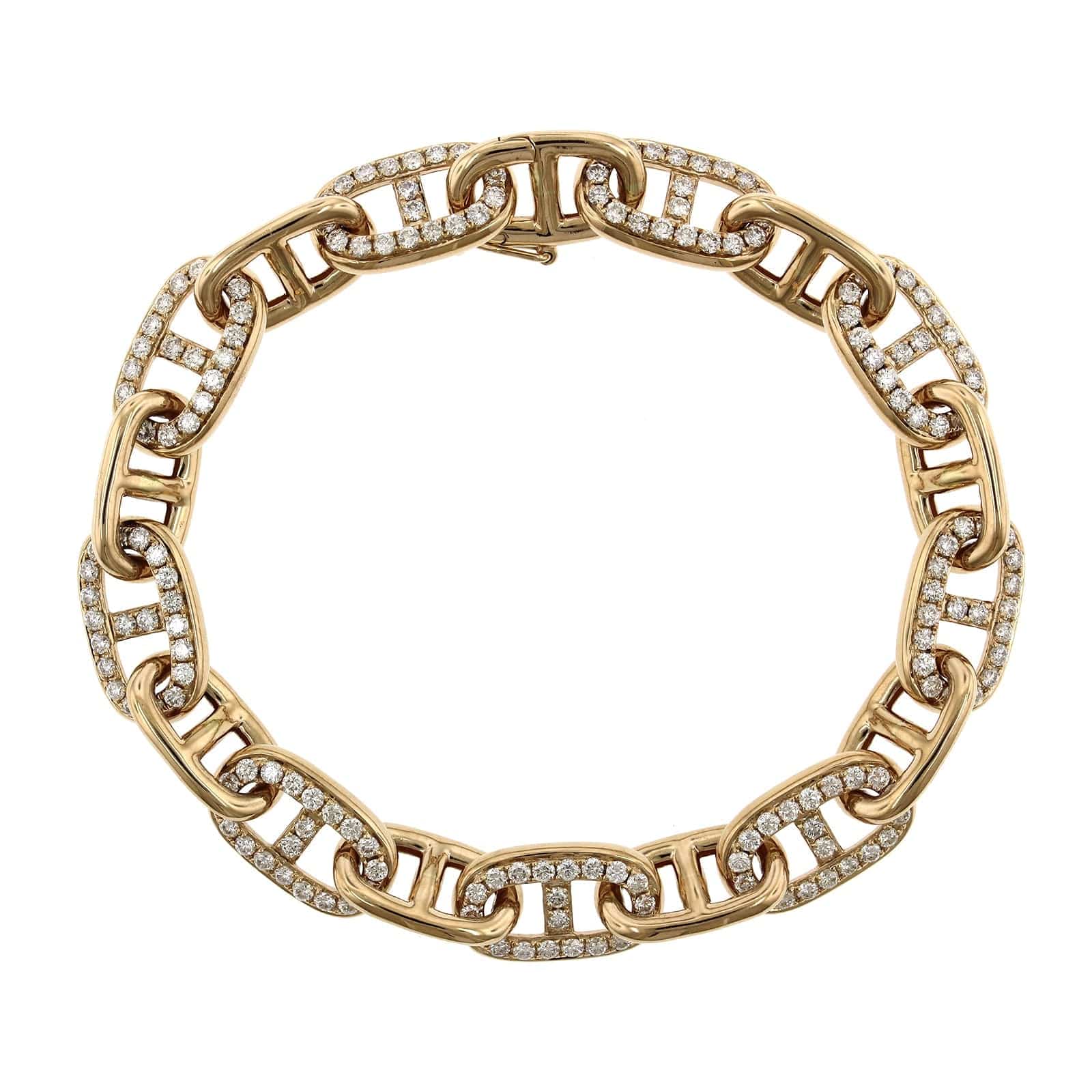 14K Yellow Gold Pave Diamond Link Bracelet, 14k yellow gold, Long's Jewelers