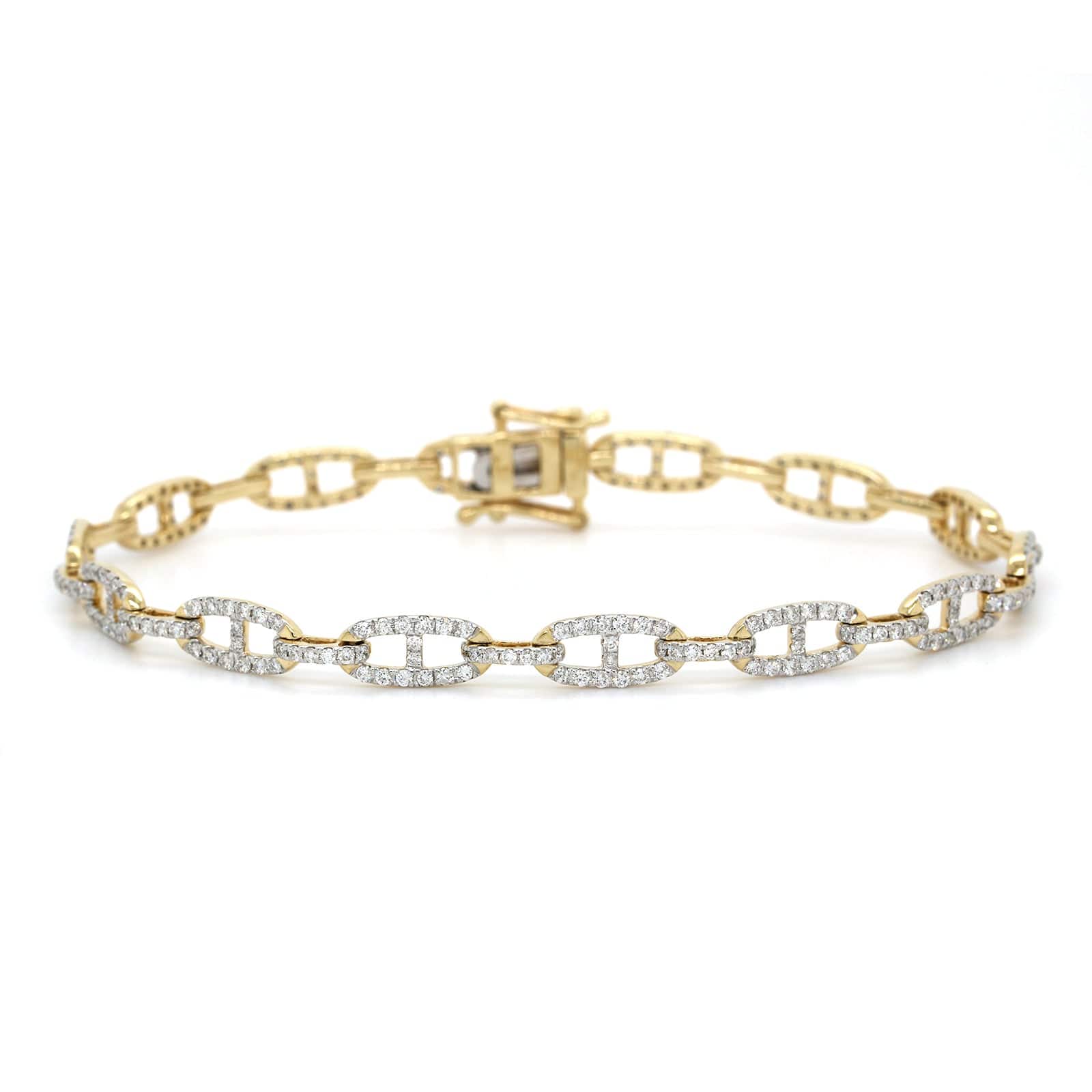 14K Yellow Gold Pave Diamond Link Bracelet, 14k yellow gold, Long's Jewelers