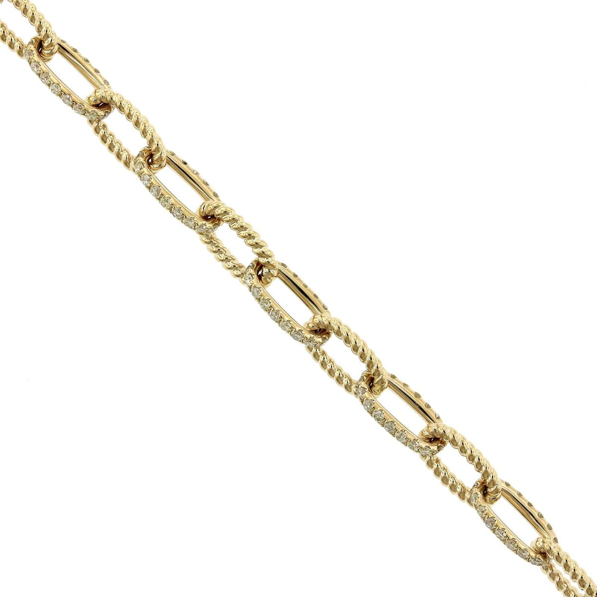 14K Yellow Gold Pave Diamond Link Bracelet, 14k yellow gold, Long's Jewelers