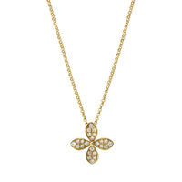 14K Yellow Gold Pave Flower Diamond Necklace, Yellow Gold, Long's Jewelers