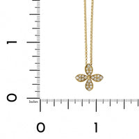 14K Yellow Gold Pave Flower Diamond Necklace