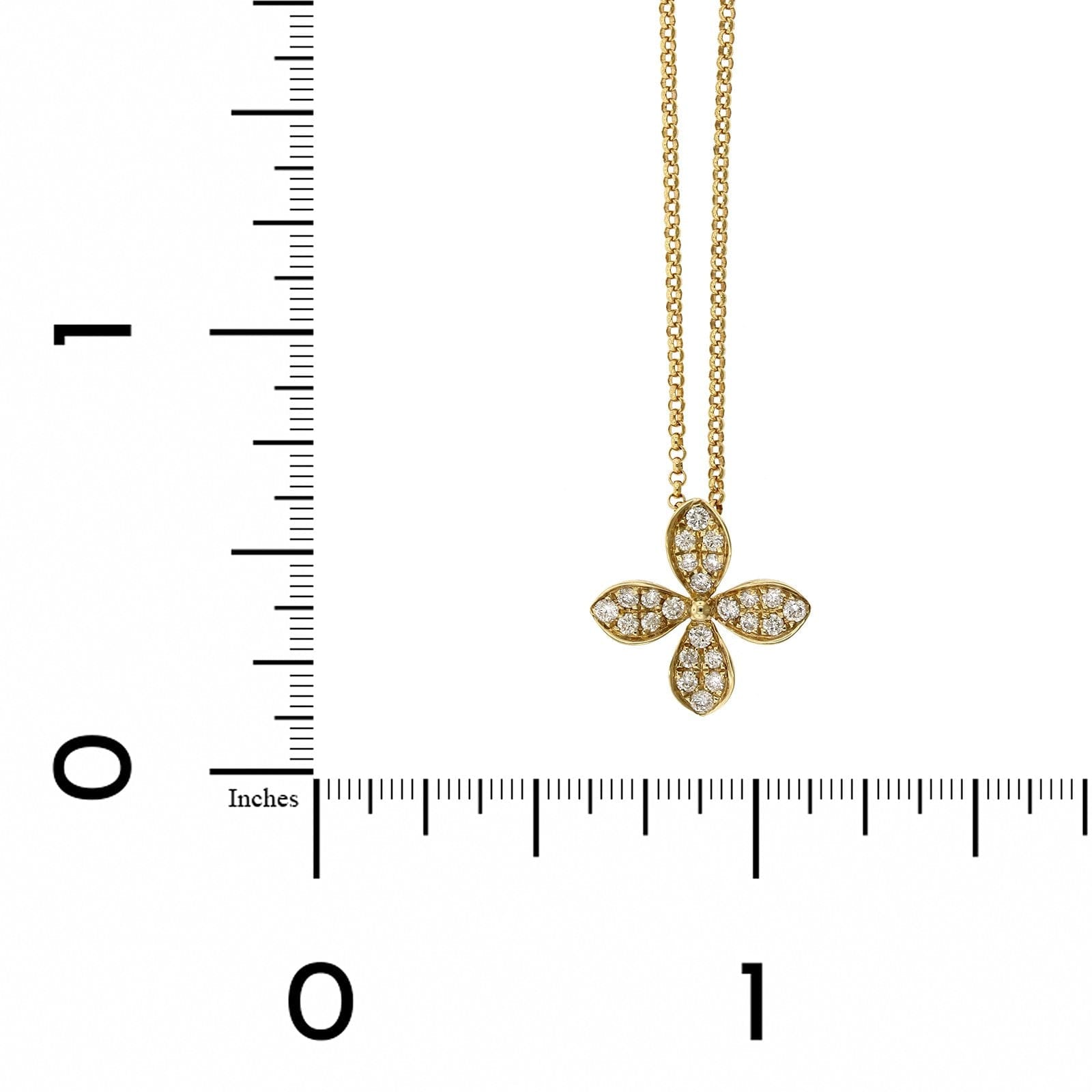 14K Yellow Gold Pave Flower Diamond Necklace
