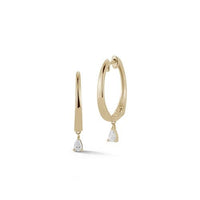 14K Yellow Gold Pear Shape Diamond Drop Hoop Earrings, 14k yellow gold, Long's Jewelers