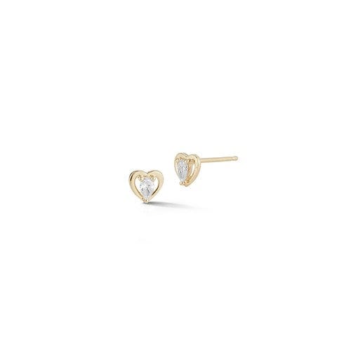 14K Yellow Gold Pear Shape Diamond Heart Stud Earrings, 14k yellow gold, Long's Jewelers