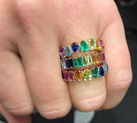 14K Yellow Gold Pear Shaped Rainbow Sapphire Ring, Gold, Long's Jewelers