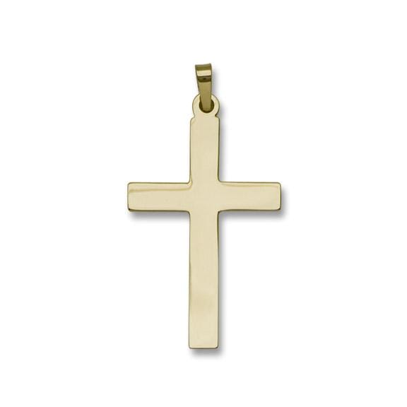 14K Yellow Gold Plain Polished Cross Pendant, Gold, Long's Jewelers