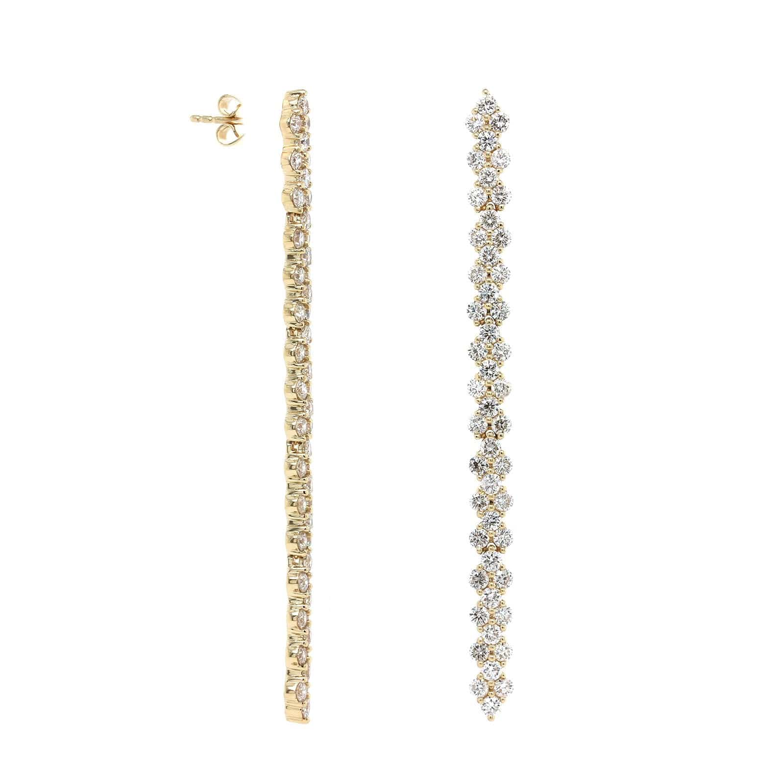 14K Yellow Gold Prong Set Diamond Dangle Earrings