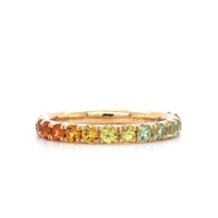 14K Yellow Gold Rainbow Color Sapphire Ring