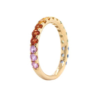 14K Yellow Gold Rainbow Color Sapphire Ring