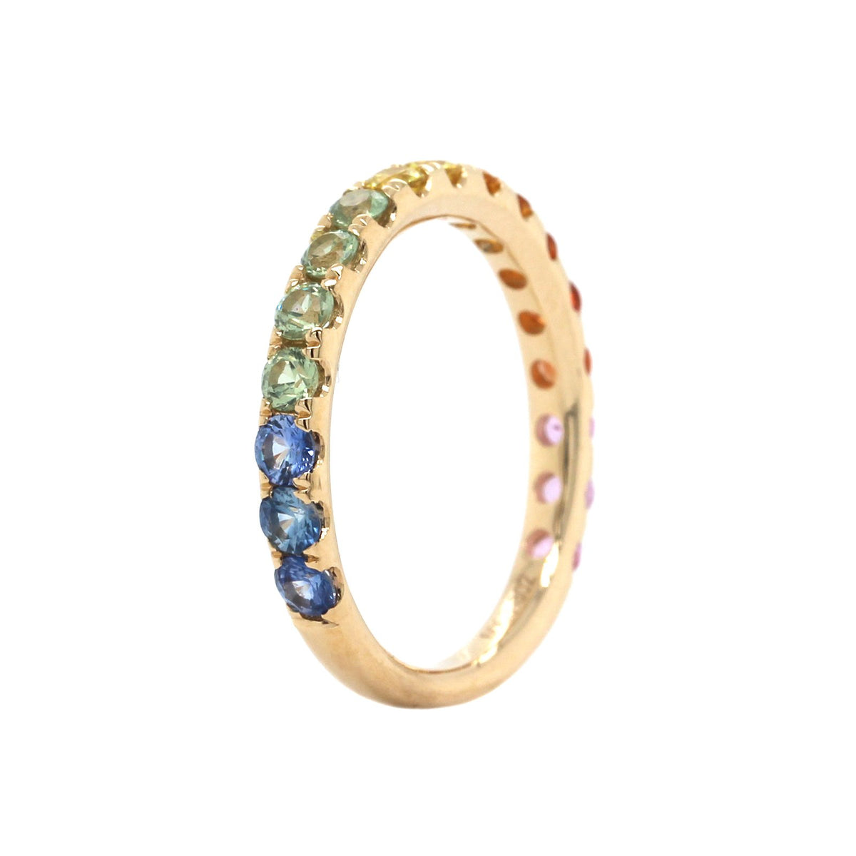 14K Yellow Gold Rainbow Color Sapphire Ring