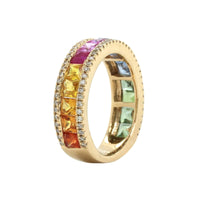 14K Yellow Gold Rainbow Sapphire Ring, 14k white gold, Long's Jewelers
