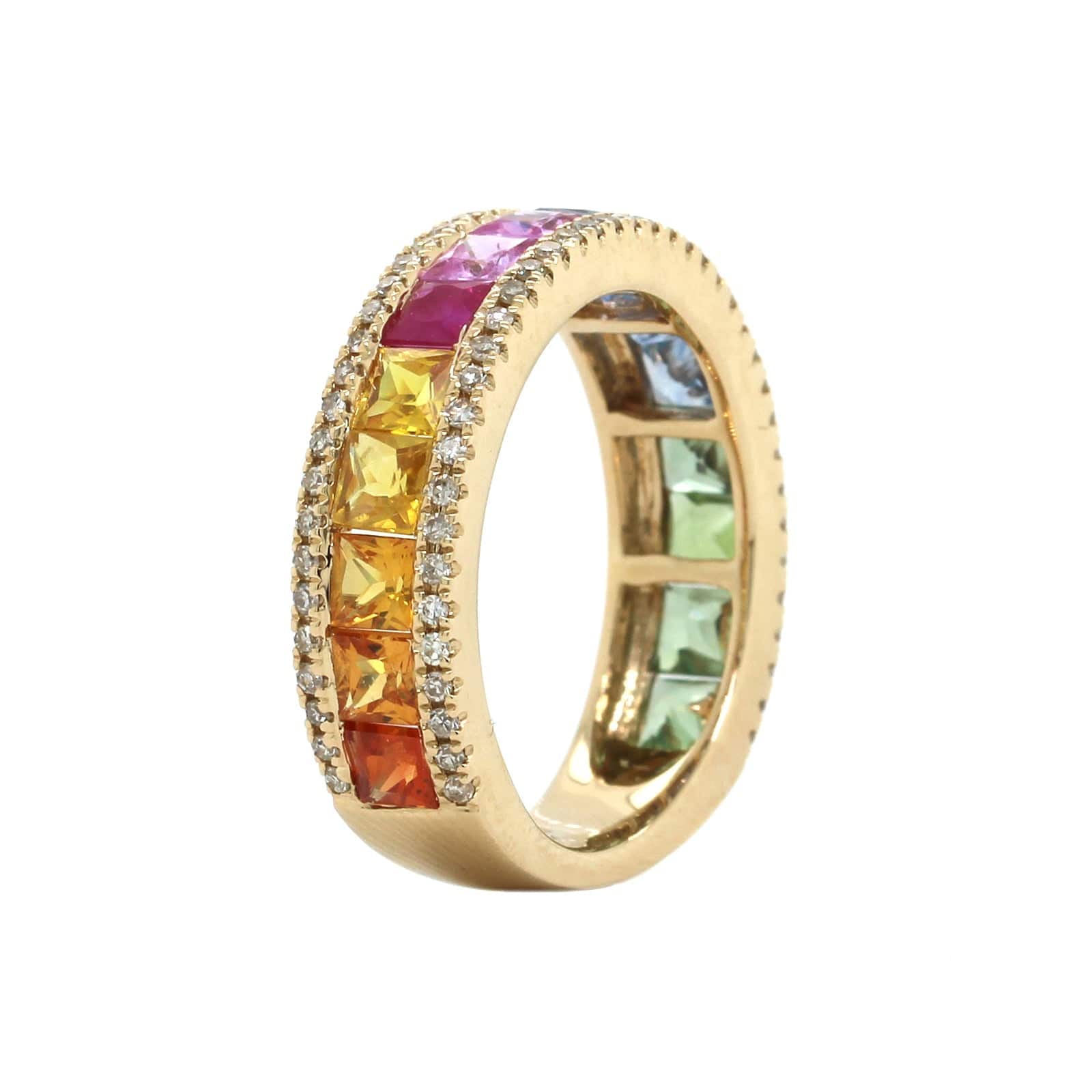 14K Yellow Gold Rainbow Sapphire Ring, 14k white gold, Long's Jewelers