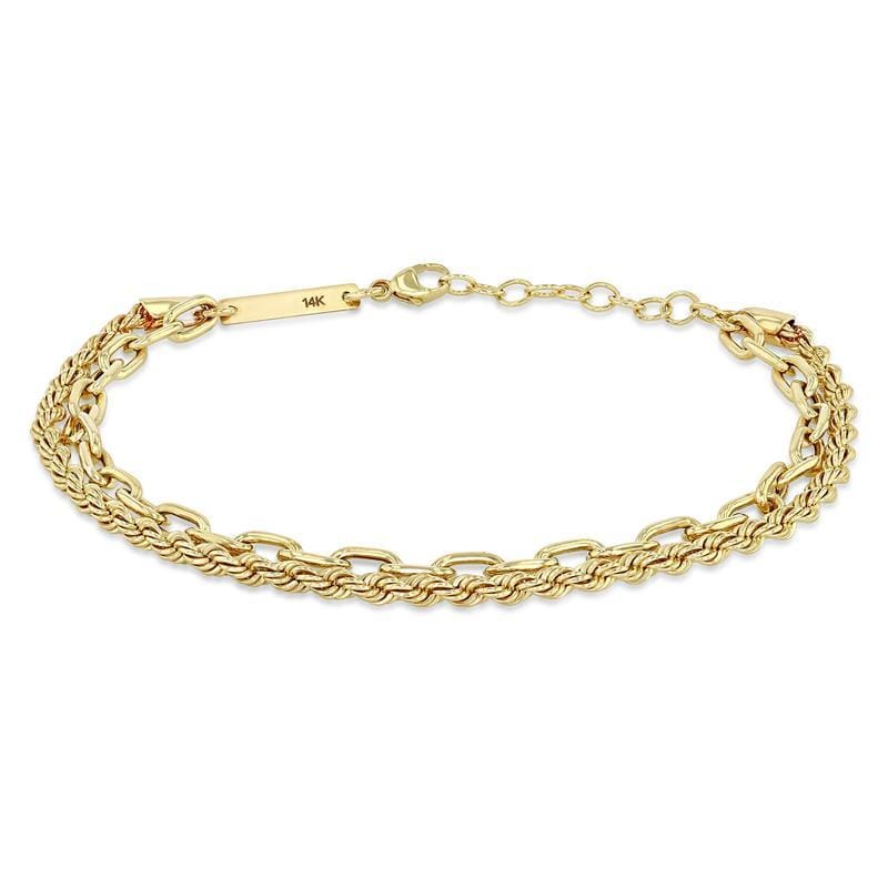 14K Yellow Gold Rope and Link Chain Bracelet, Yellow Gold, Long's Jewelers