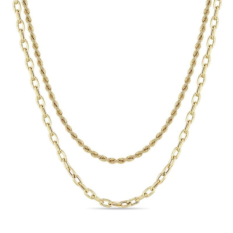 14K Yellow Gold Rope and Link Chain Necklace, Yellow Gold, Long's Jewelers