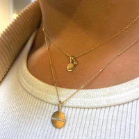 14K Yellow Gold Round Disc with Single Diamond Row Necklace, Yellow Gold, Long's Jewelers
