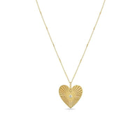 14K Yellow Gold Single Diamond Heart Medallion Pendant, Yellow Gold, Long's Jewelers
