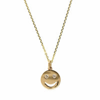 14K Yellow Gold Smiley Face Diamond Pendant, 14k yellow gold, Long's Jewelers