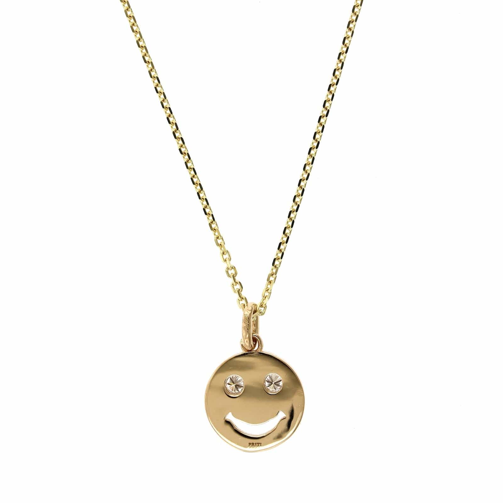 14K Yellow Gold Smiley Face Diamond Pendant, 14k yellow gold, Long's Jewelers