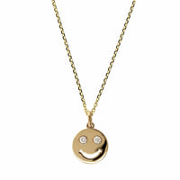 14K Yellow Gold Smiley Face Diamond Pendant, 14k yellow gold, Long's Jewelers