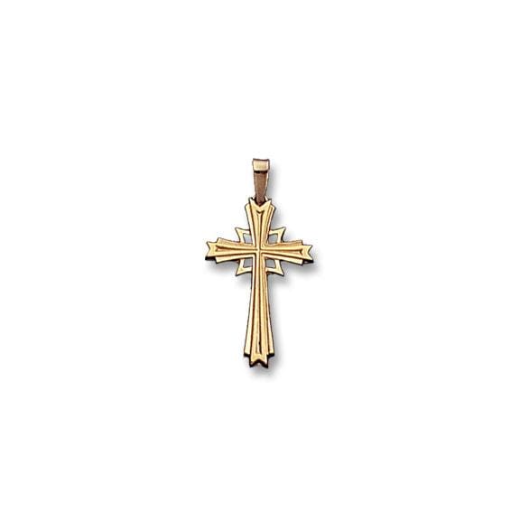 14K Yellow Gold Solid Fancy Design Cross Pendant, Gold, Long's Jewelers