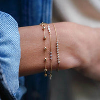 14K Yellow Gold Trio Diamond Station Bracelet, 14k yellow gold, Long's Jewelers