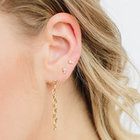14K Yellow Gold Triple Diamond Stud Earrings, Gold, Long's Jewelers